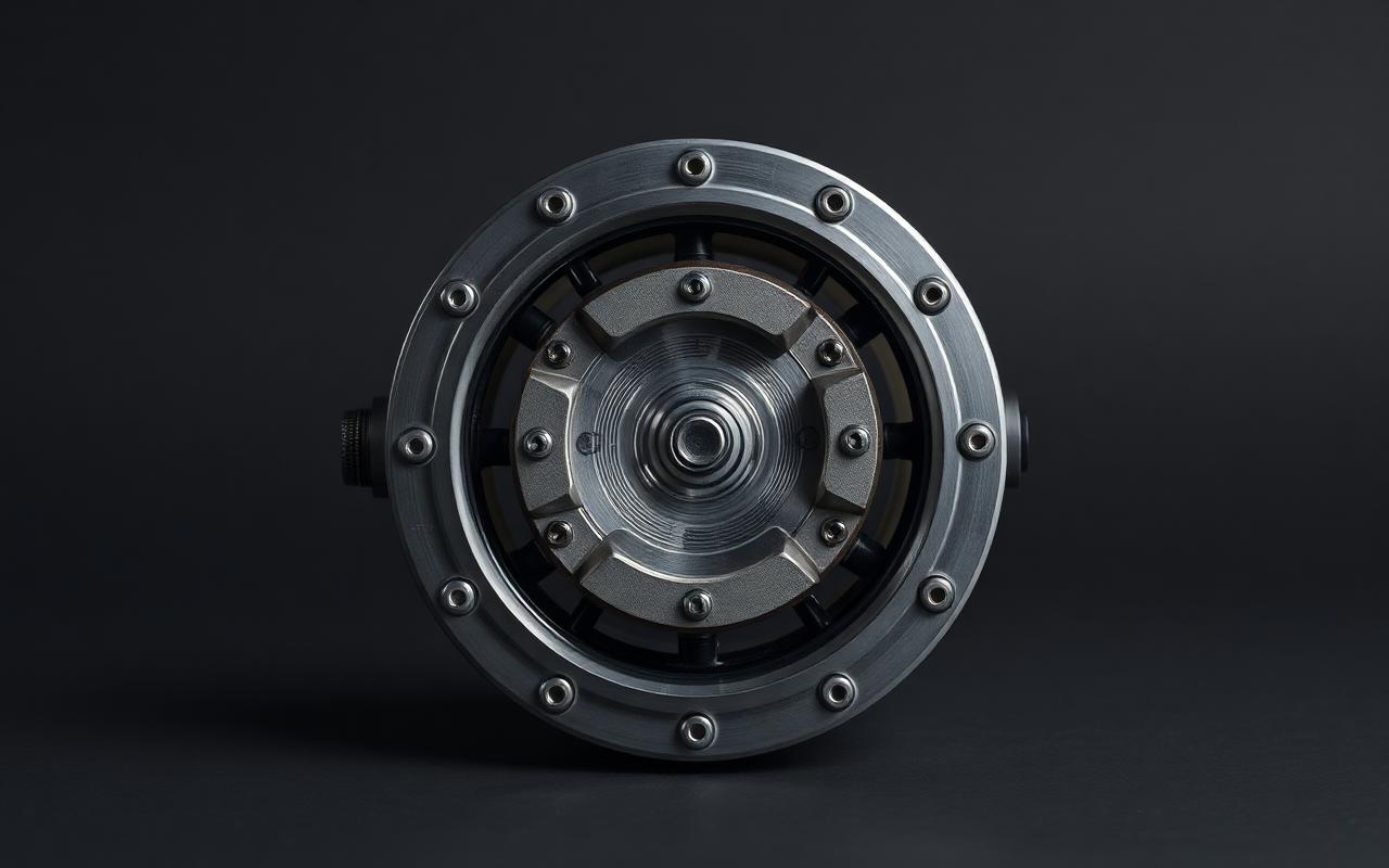Discarded frame: a symmetrical mechanism shot flat-on under even light