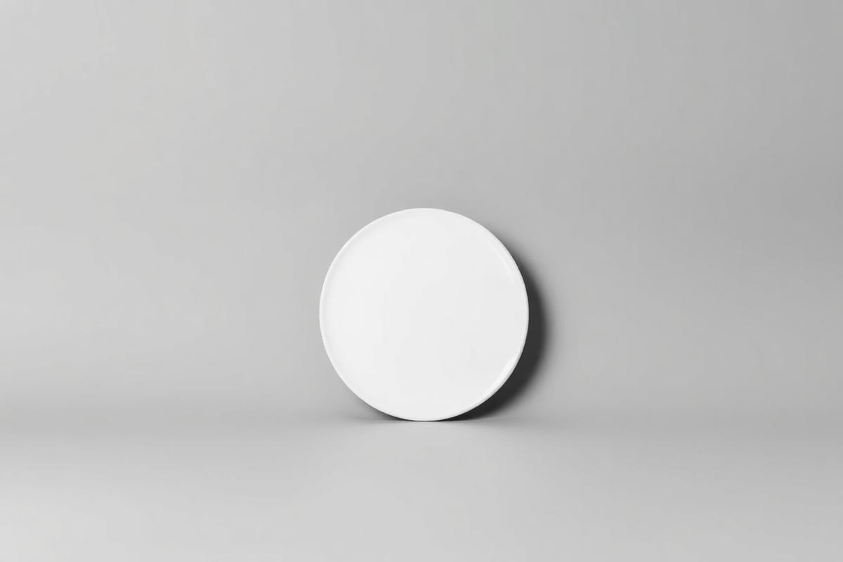 Discarded frame: a white disc centred on a grey seamless under flat even light